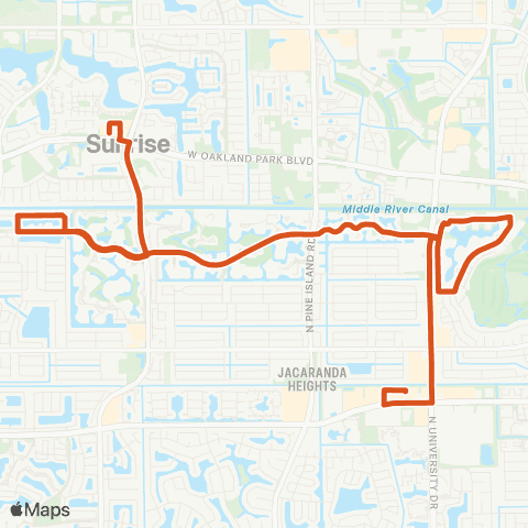 Broward County Transit Welleby Plz-109 A-sunrise Lks-jacaranda Plz map
