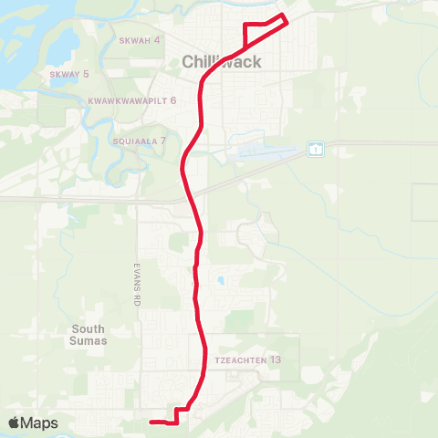 BC Transit Fraser Valley Region Vedder map
