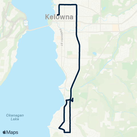 BC Transit Kelowna Gordon / Downtown map