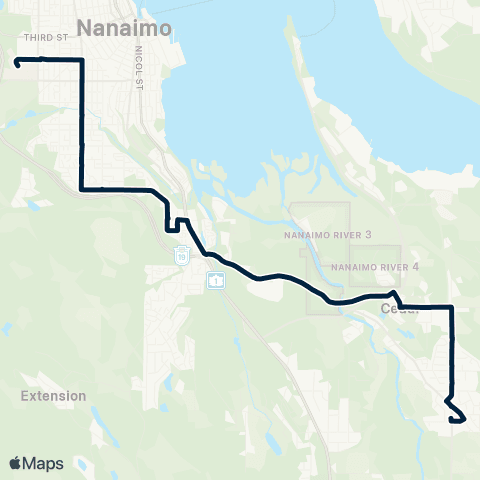 BC Transit Nanaimo Cedar map
