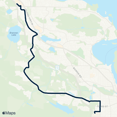 BC Transit Nanaimo VIU Connector via Parkway map