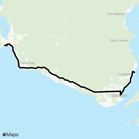 BC Transit Sunshine Coast Sechelt-Gibsons / Langdale Ferry Express map