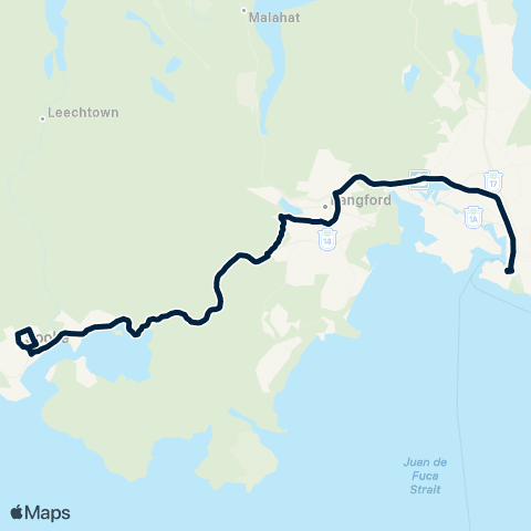 BC Transit Victoria Sooke / Downtown via Westhills map