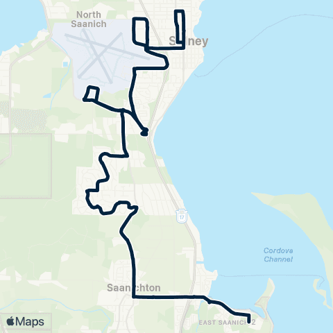 BC Transit Victoria Tsawout / Sidney via Airport and Dean Pk map