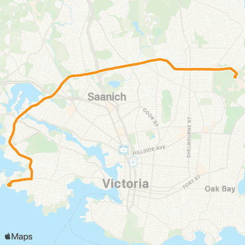 BC Transit Victoria UVIC / Dockyard via McKenzie-Admirals map