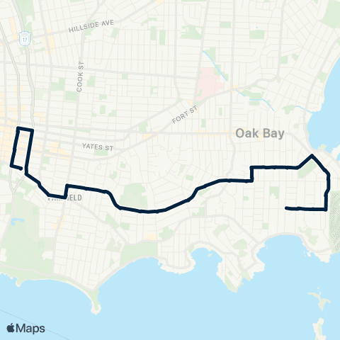BC Transit Victoria South Oak Bay / Downtown map