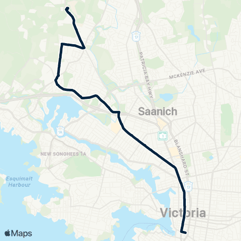 BC Transit Victoria Interurban Night Route map