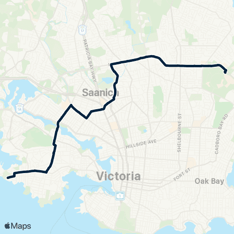 BC Transit Victoria UVIC / Dockyard via McKenzie-Tillicum map