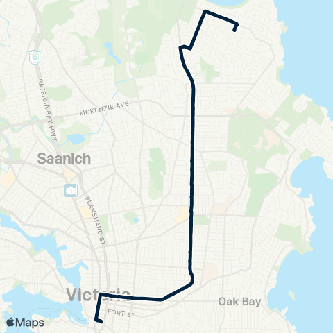 BC Transit Victoria Majestic / Downtown map