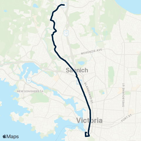 BC Transit Victoria Royal Oak Exch / Downtown map