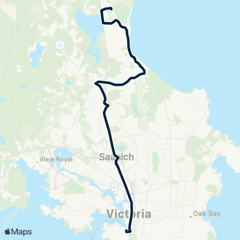 BC Transit Victoria Cordova Bay / Royal Oak Exch map