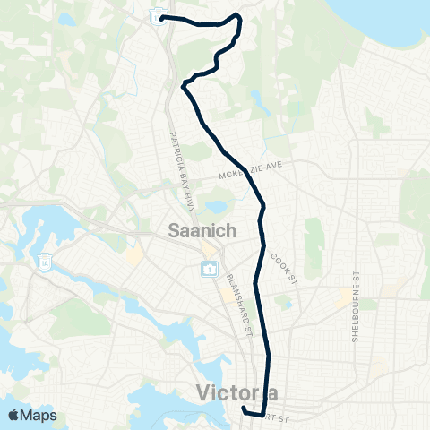 BC Transit Victoria Royal Oak Exch / Dtwn via Royal Oak Ctr map