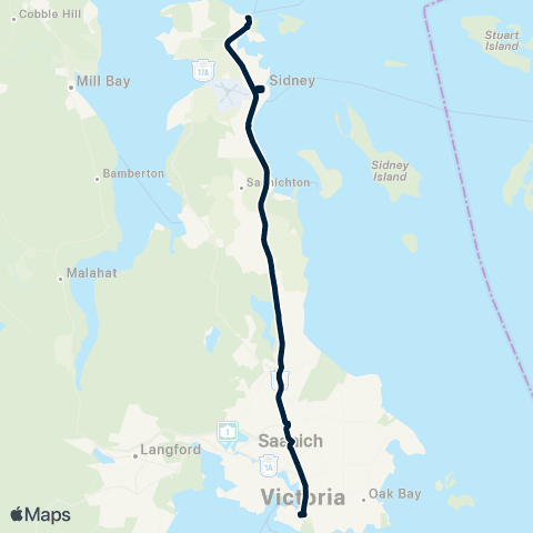 BC Transit Victoria Swartz Bay / Downtown Express map