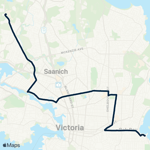 BC Transit Victoria Interurban / Tillicum Centre / Oak Bay map