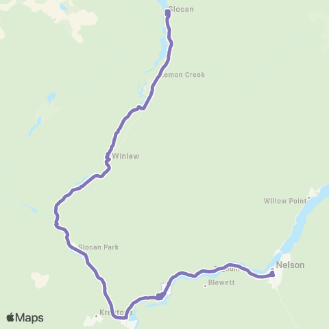BC Transit West Kootenay Slocan Valley map