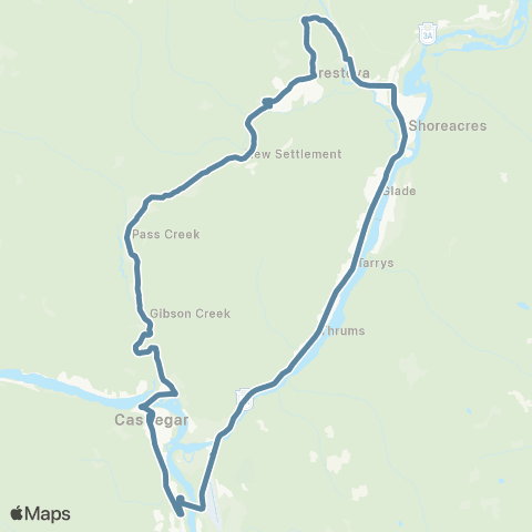 BC Transit West Kootenay Playmor via Pass Creek map