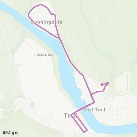 BC Transit West Kootenay Sunningdale - Hospital map