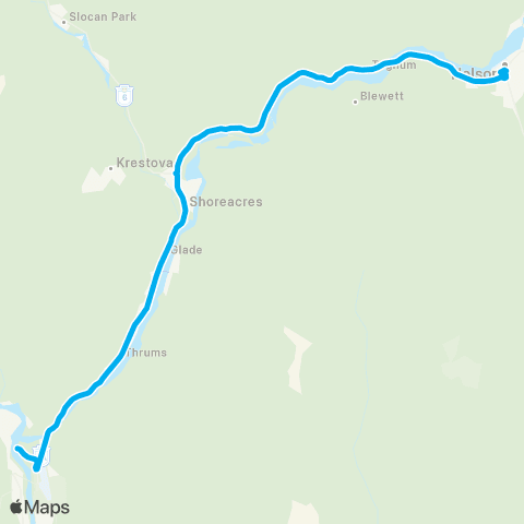 BC Transit West Kootenay Kootenay Connector map