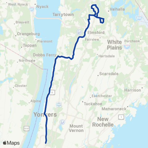 Bee-Line College-Tarrytown-White Plains map