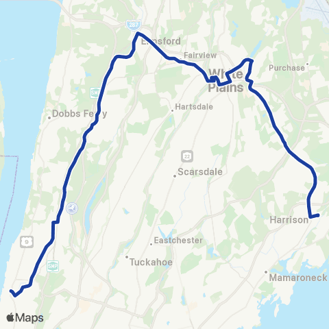 Bee-Line Yonkers-White Plains-Harrison map