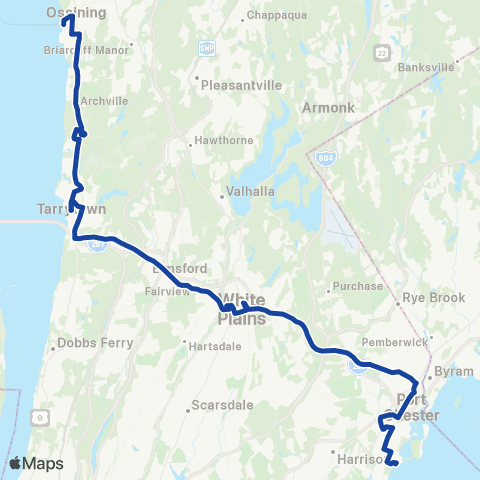 Bee-Line Ossining-Tarrytown-Port Chester map