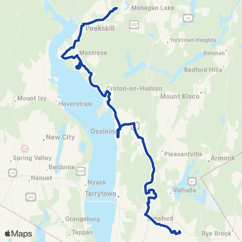 Bee-Line Peekskill-Ossining-White Plains map