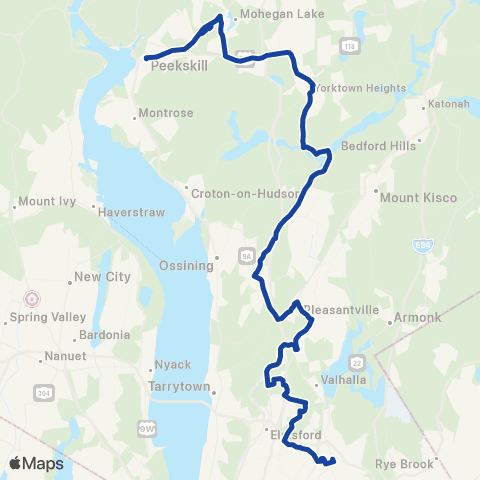 Bee-Line Peekskill-Yorktown-White Plains map