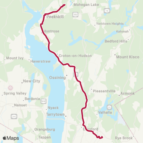 Bee-Line Peekskill-White Plains map