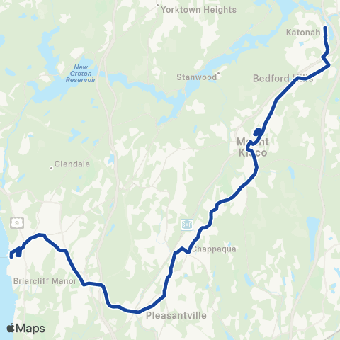 Bee-Line Ossining-Mount Kisco-Katonah map