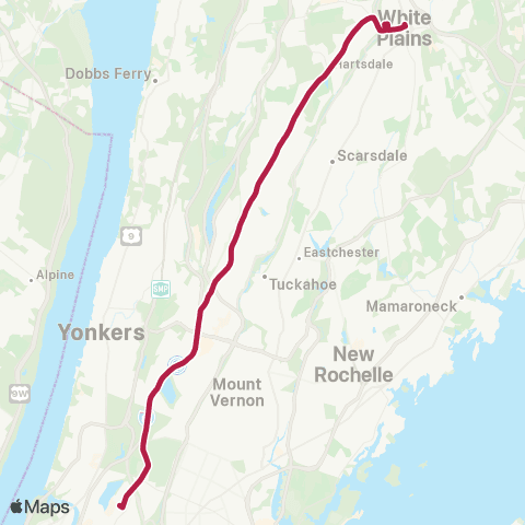 Bee-Line The Bronx-White Plains map