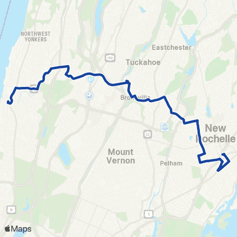 Bee-Line Yonkers-Bronxville-New Rochelle map