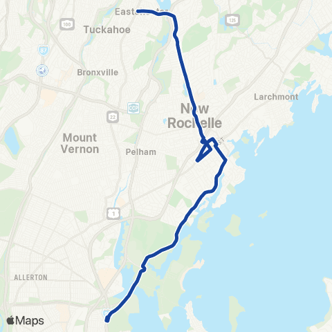 Bee-Line Eastches-New Rochelle-Pelham Bay map
