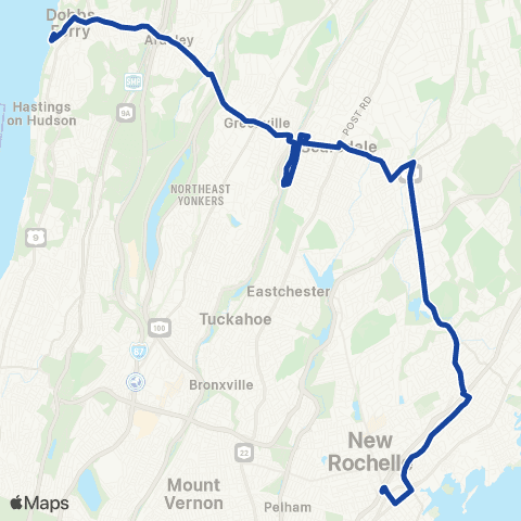 Bee-Line Dobbs Ferry-Scarsdale-Larchmont map