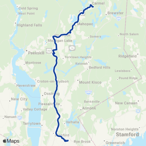 Bee-Line Carmel-Yorktown-White Plains map