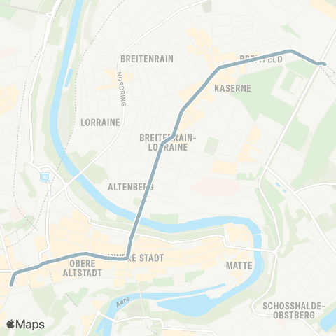 BERNMOBIL Bern, Bahnhof - Bern, Weissenbühl (Tram) map