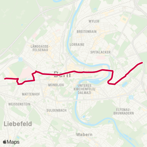 BERNMOBIL Bern, Holligen - Bern, Zentrum Paul Klee map