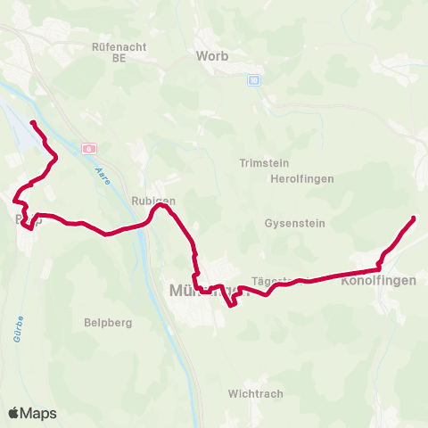 BERNMOBIL Bern Flughafen - Belp, Bahnhof map