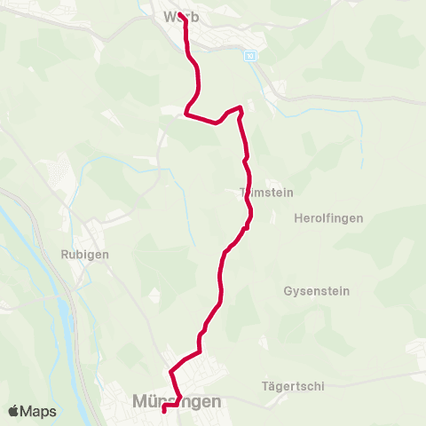 BERNMOBIL Worb Dorf, Bahnhof - Münsingen, Bahnhof map