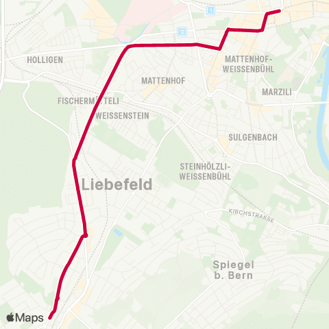 BERNMOBIL Bern, Bahnhof - Köniz, Weiermatt map