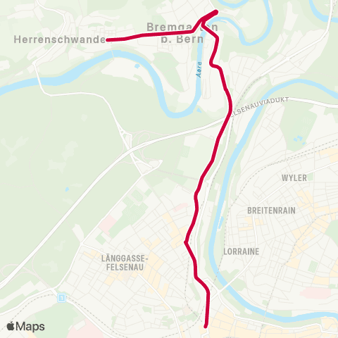 BERNMOBIL Bern, Bahnhof - Bremgarten BE, Stuckishaus map