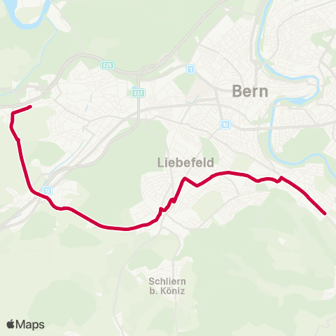 BERNMOBIL Wabern, Kleinwabern - Bern Brünnen Westside, Bahnhof map