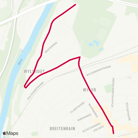 BERNMOBIL Bern, Wylergut - Bern, Breitenrain map