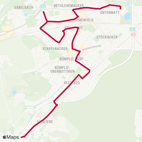 BERNMOBIL Bern, Weyermannshaus Bad - Niederwangen, Bahnhof map