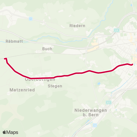 BERNMOBIL Bern Riedbach, Bahnhof - Bern, Bachmätteli map