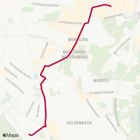 BERNMOBIL Bern Weissenbühl, Bahnhof - Bern, Bahnhof map