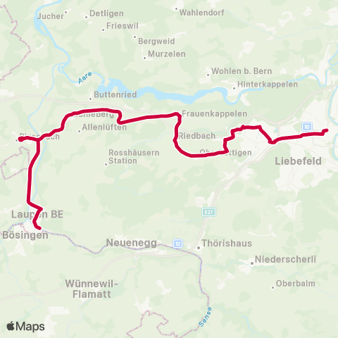 BERNMOBIL Bern, Bahnhof - Laupen BE, Bahnhof map