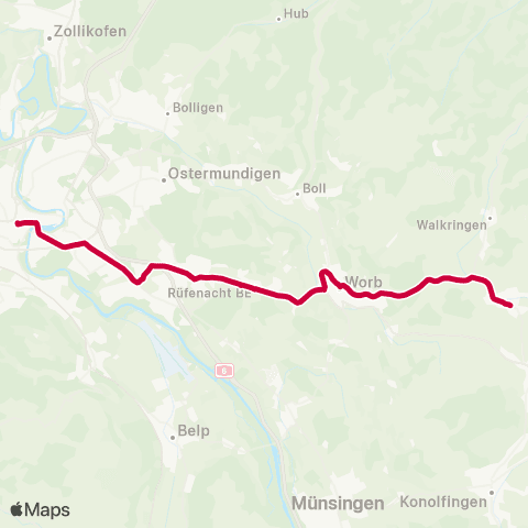 BERNMOBIL Bern, Bahnhof - Biglen, Bahnhof map