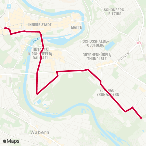 BERNMOBIL Bern, Bahnhof - Bern, Elfenau map