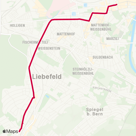 BERNMOBIL Bern, Bahnhof - Köniz, Weiermatt map