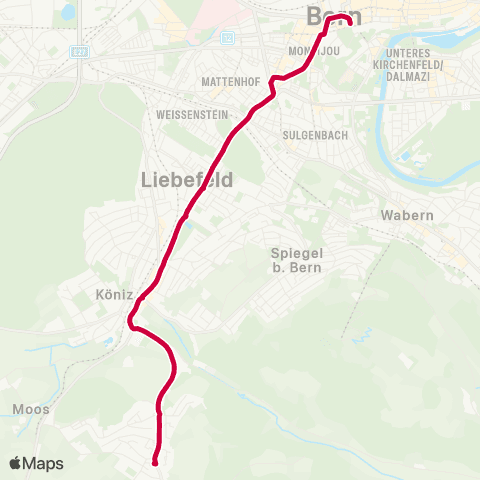 BERNMOBIL Bern, Bahnhof - Schliern, Bus-Endstation map